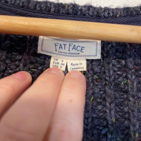 Fat Face Open Front Cardigan Navy Sweater Size 2 - Picture 3 of 9